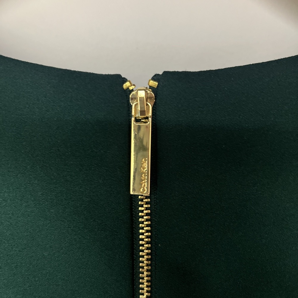 Calvin Klein Emerald Green Sheath Dress Size 14 Career Cocktail Midi - Picture 14 of 15